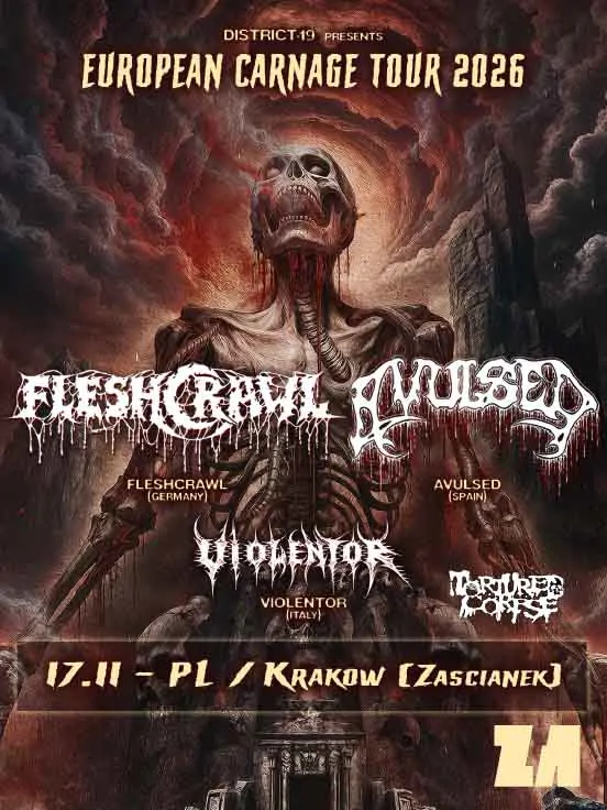 European Carnage Tour 2026: Fleshcrawl + Avulsed + Violentor