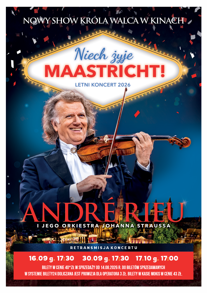 Kinowy koncert André Rieu - „Niech żyje Maastricht!”, plakat wydarzenia