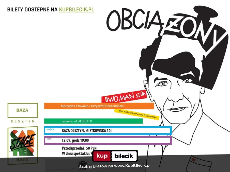 OBCIĄŻONY - tWOMAN SZOŁ | Monodram KRZYSZTOFA PLEWAKO-SZCZERBIŃSKIEGO, plakat wydarzenia