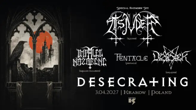 Tsjuder + Impaled Nazarene, Desaster, Pentacle, plakat wydarzenia
