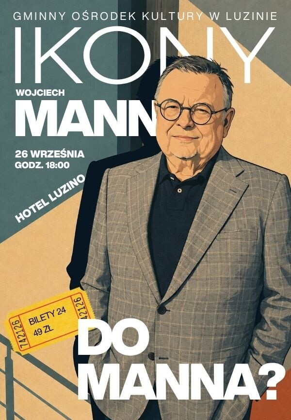 Wojciech Mann w Luzinie, plakat wydarzenia