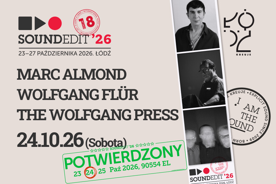 Soundedit '26 - Marc Almond, Wolfgang Flür, The Wolfgang Press, plakat wydarzenia