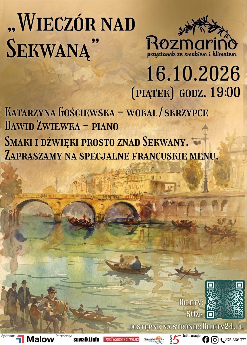 WIECZÓR NAD SEKWANĄ, plakat wydarzenia
