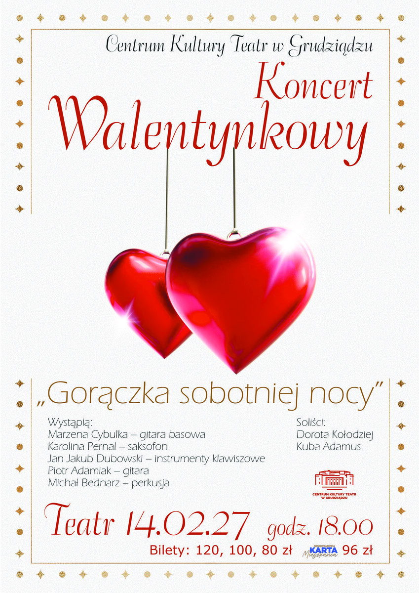 "Gorączka sobotniej nocy" - KONCERT WALENTYNKOWY, plakat wydarzenia