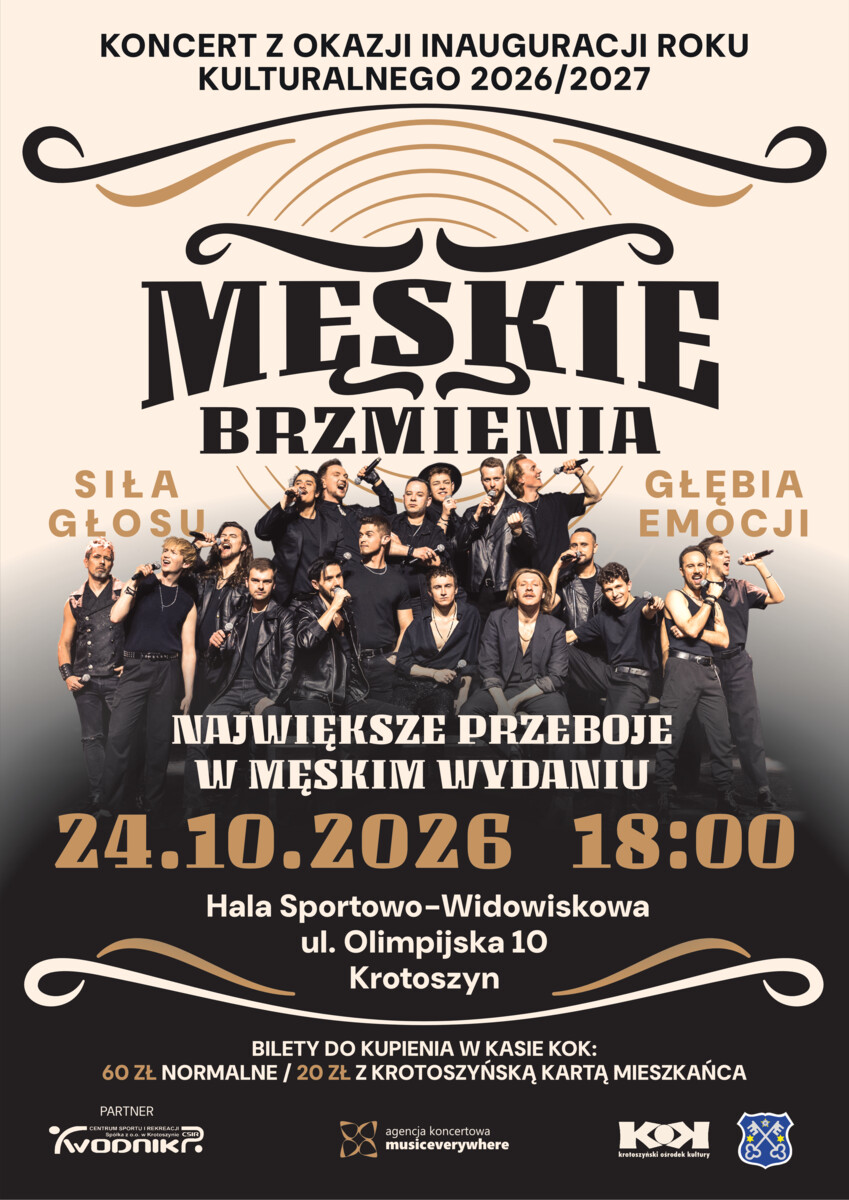 Męskie Brzmienia - koncert z okazji Inauguracji Roku Kulturalnego, plakat wydarzenia