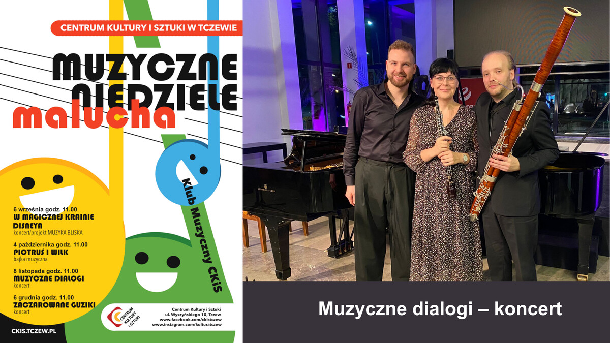 Muzyczne dialogi – koncert |Muzyczne Niedziele Malucha, plakat wydarzenia