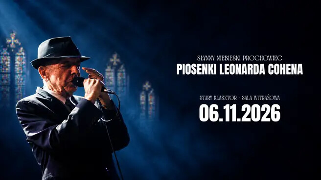 "Słynny Niebieski Prochowiec" - piosenki Leonarda Cohena, plakat wydarzenia