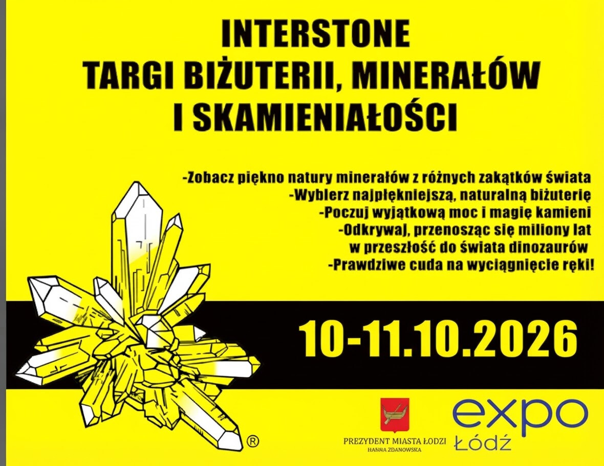 INTERSTONE - targi biżuterii, minerałów i skamieniałości, plakat wydarzenia