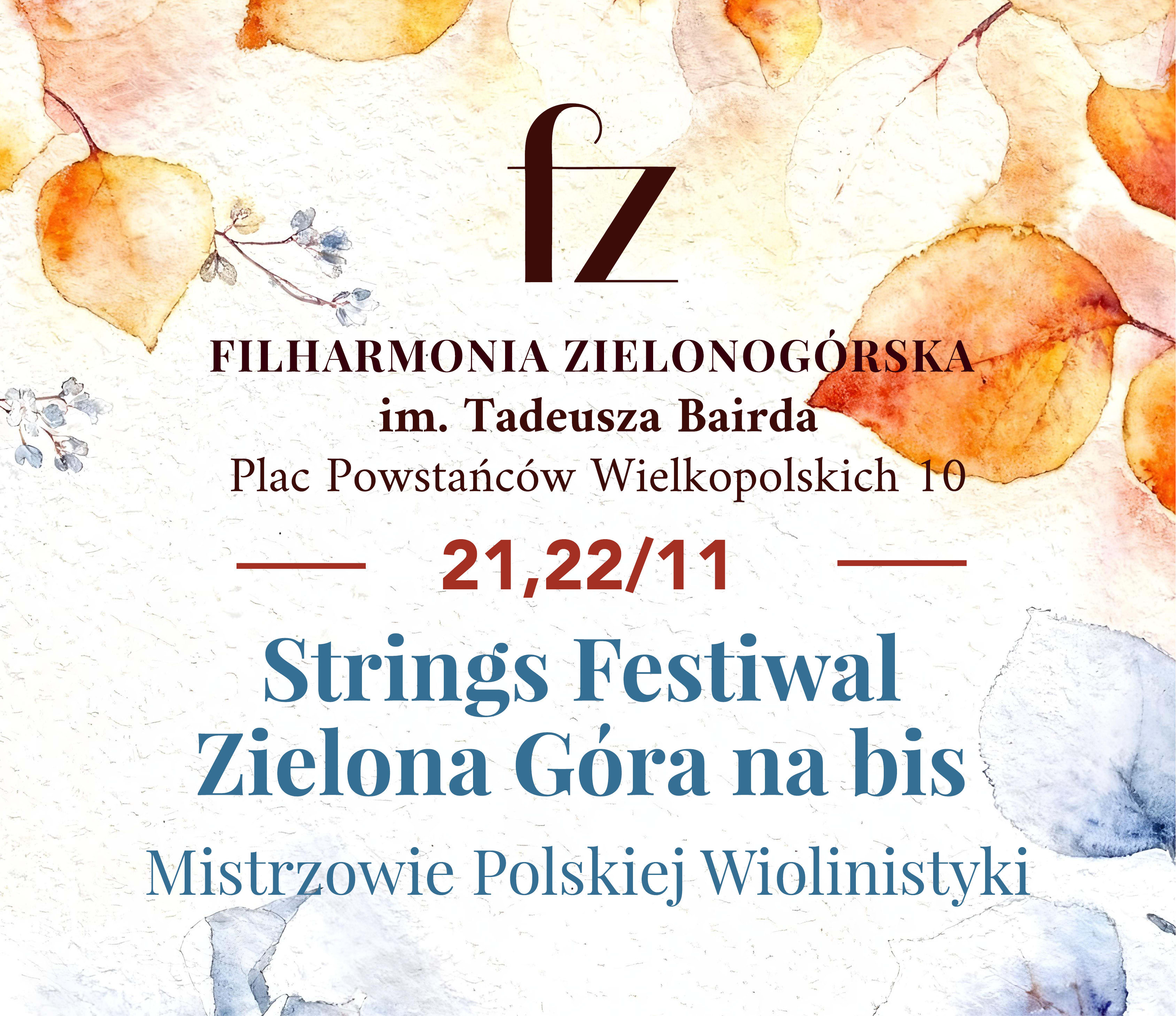 Strings Festiwal Zielona Góra na bis - Mistrzowie Polskiej Wiolinistyki, plakat wydarzenia