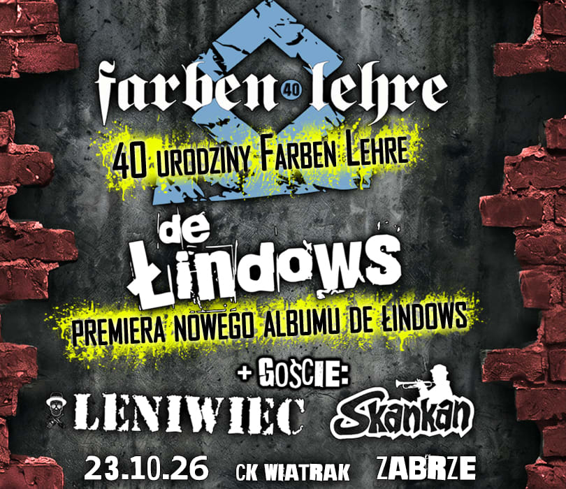 40 lat Farben Lehre + De Łindows + Leniwiec +Skankan, plakat wydarzenia