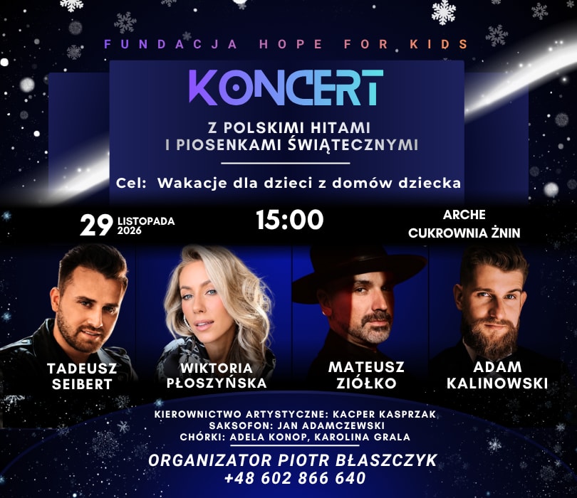 Koncert z Polskimi Hitami i Piosenkami Świątecznymi, plakat wydarzenia