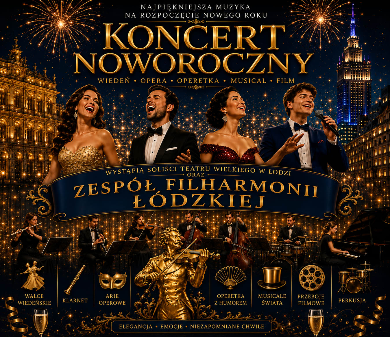 Koncert Noworoczny - Od Strassów aż po muzykę filmową, plakat wydarzenia