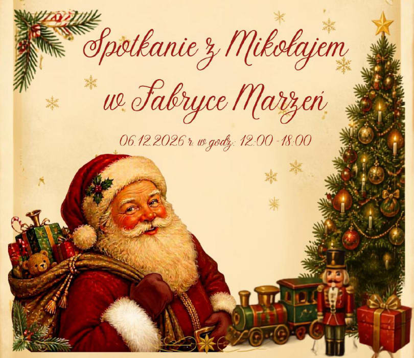 Rodzinne spotkanie w Fabryce Mikołaja, plakat wydarzenia