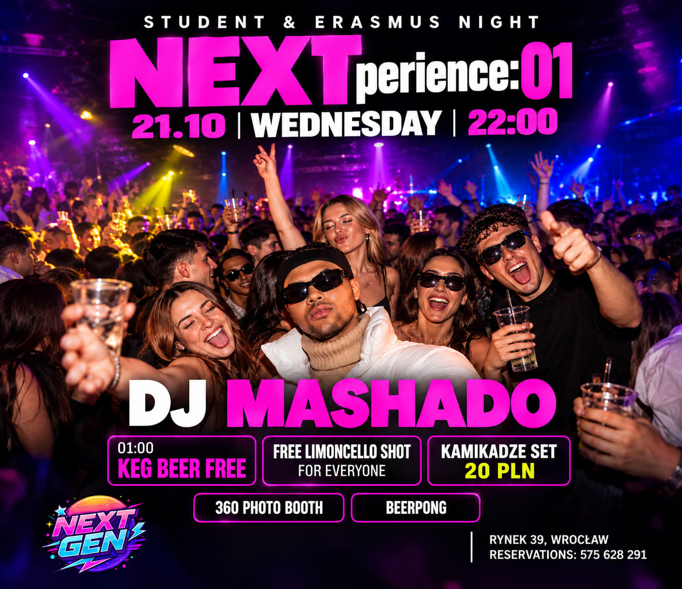 NEXTperience:01 | STUDENT & ERASMUS NIGHT, plakat wydarzenia