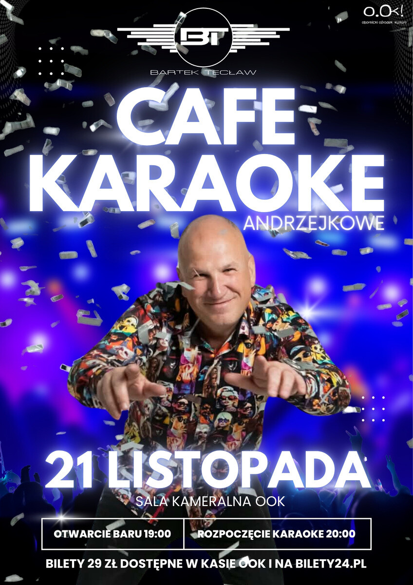 ANDRZEJKOWE CAFE KARAOKE Z BARTKIEM TECŁAWEM, plakat wydarzenia