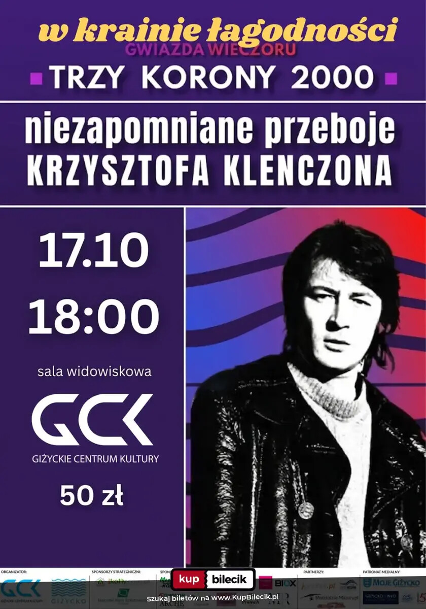 TRZY KORONY 2000 - NAJWIĘKSZE PRZEBOJE KRZYSZTOFA KLENCZONA, plakat wydarzenia