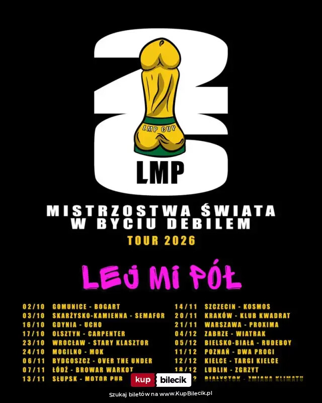 Mistrzostwa Świata w Byciu Debilem Tour, plakat wydarzenia