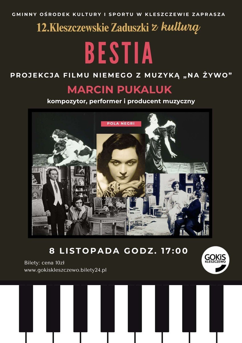 12. Kleszczewskie Zaduszki z Kulturą, kino nieme "Bestia", plakat wydarzenia