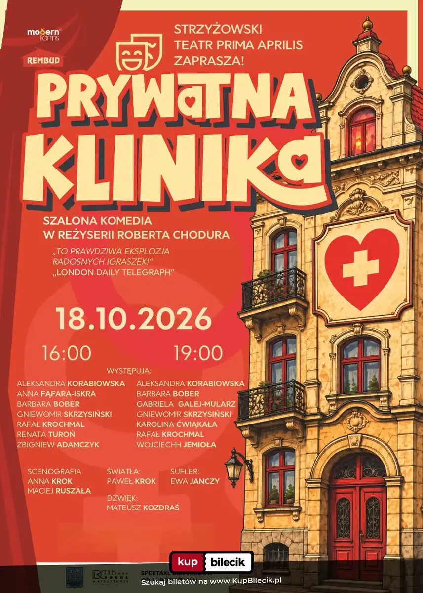 Prywatna Klinika - Strzyżowski Teatr Prima Aprilis, plakat wydarzenia
