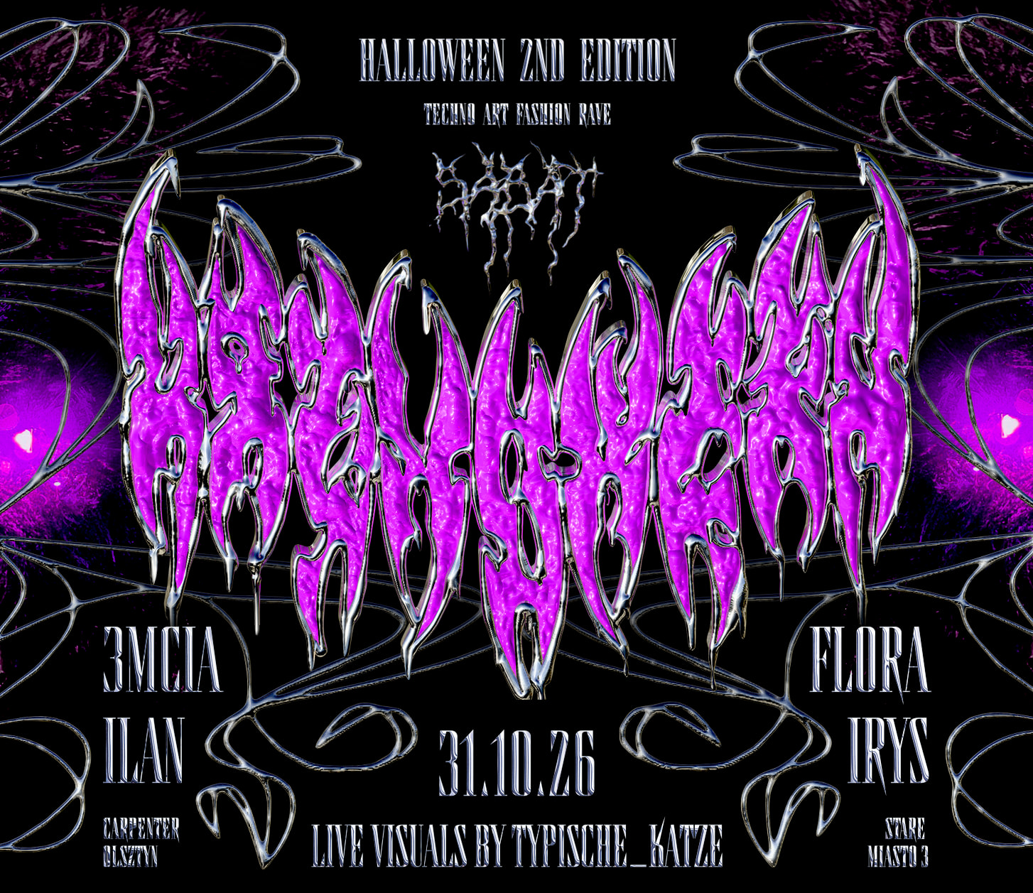 SABAT HALLOWEEN - TECHNO ART FASHION RAVE, plakat wydarzenia