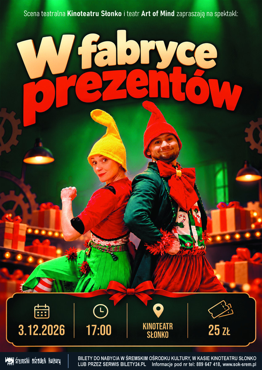 Spektakl - W fabryce prezentów, plakat wydarzenia