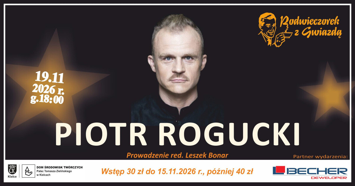 Podwieczorek z Gwiazdą – Piotr Rogucki, plakat wydarzenia