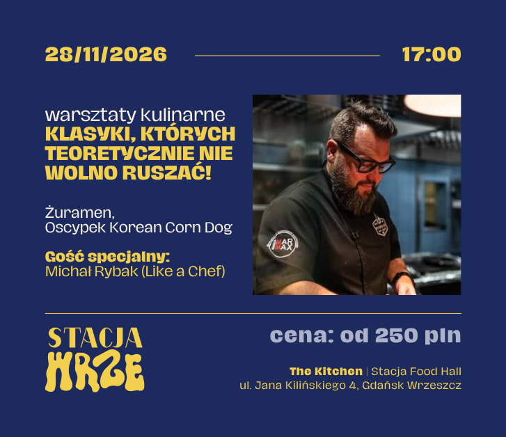 Żuramen i Oscypek Korean Corn Dog | warsztaty kulinarne w The Kitchen x Michał Rybak (Like a Chef), plakat wydarzenia