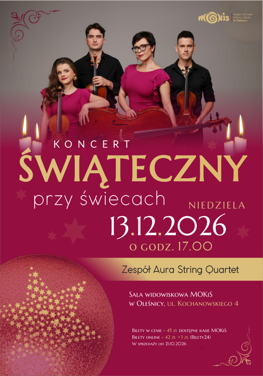 Koncert świąteczny przy świecach, plakat wydarzenia