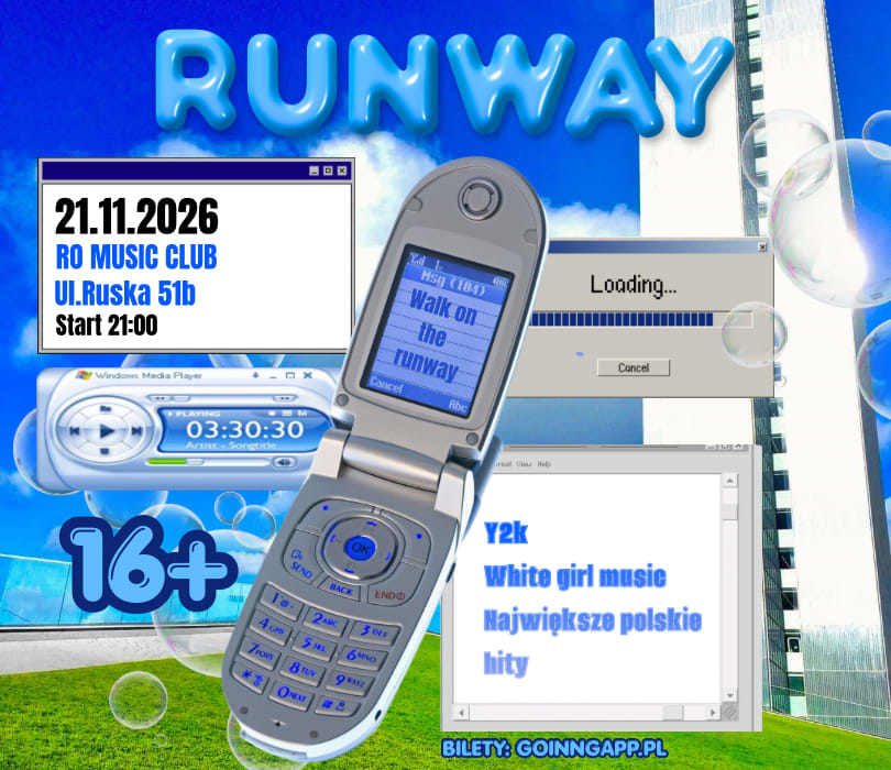 RUNWAY Y2K PARTY WROCŁAW 21.11, plakat wydarzenia