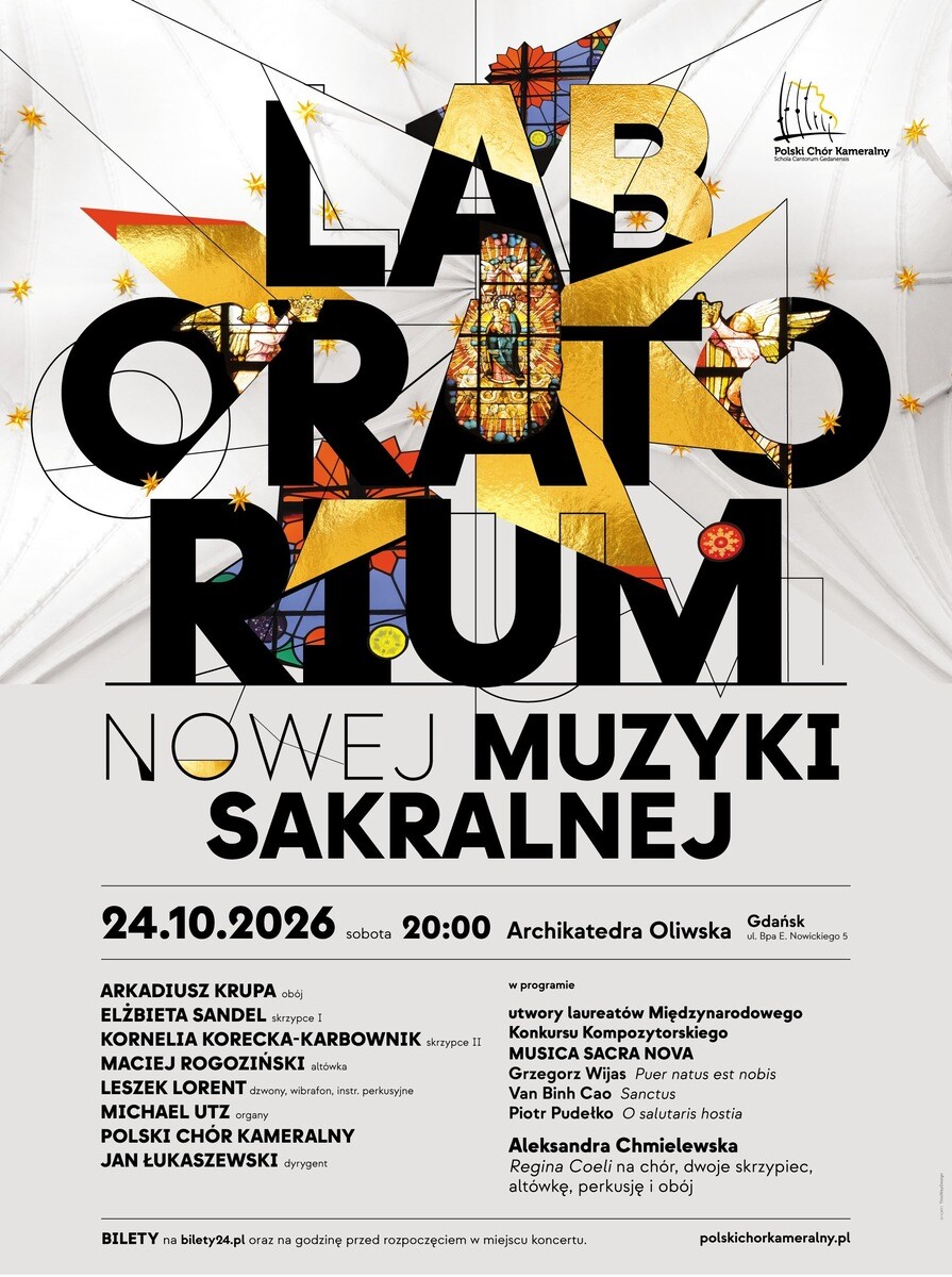 LABORATORIUM NOWEJ MUZYKI SAKRALNEJ 24.10.2026 godz 20:00 Archikatedra Oliwska, plakat wydarzenia