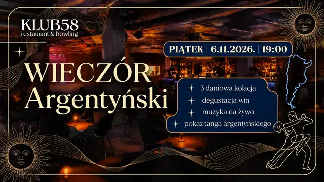 Wieczór Argentyński w Klub 58, plakat wydarzenia