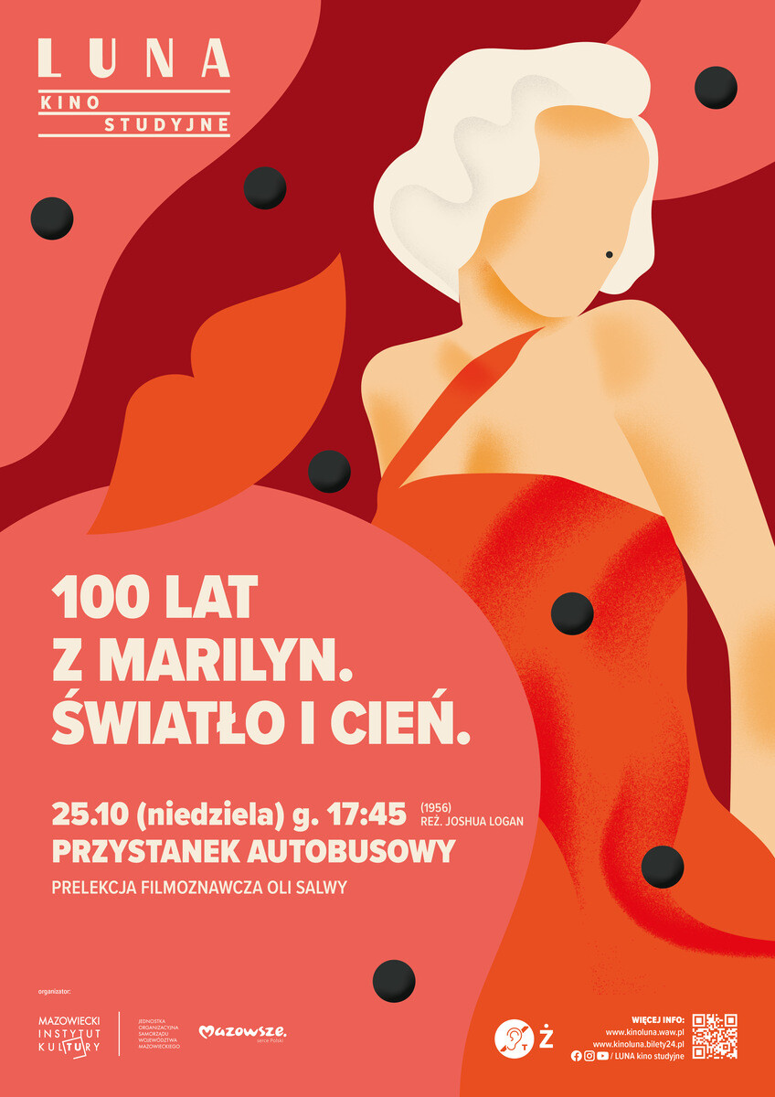 100 LAT Z MARILYN. ŚWIATŁO I CIEŃ | Przystanek autobusowy | prelekcja Oliw Salwy + pokaz, plakat wydarzenia