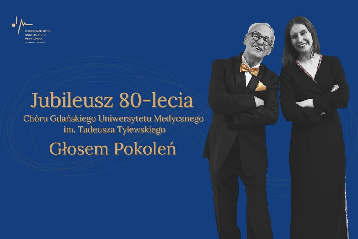 Jubileusz 80-lecia Chóru Gdańskiego Uniwersytetu Medycznego im. Tadeusza Tylewskiego, plakat wydarzenia