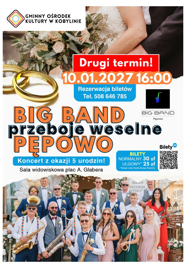 BIG BAND Pępowo - Przeboje weselne DRUGI TERMIN, plakat wydarzenia