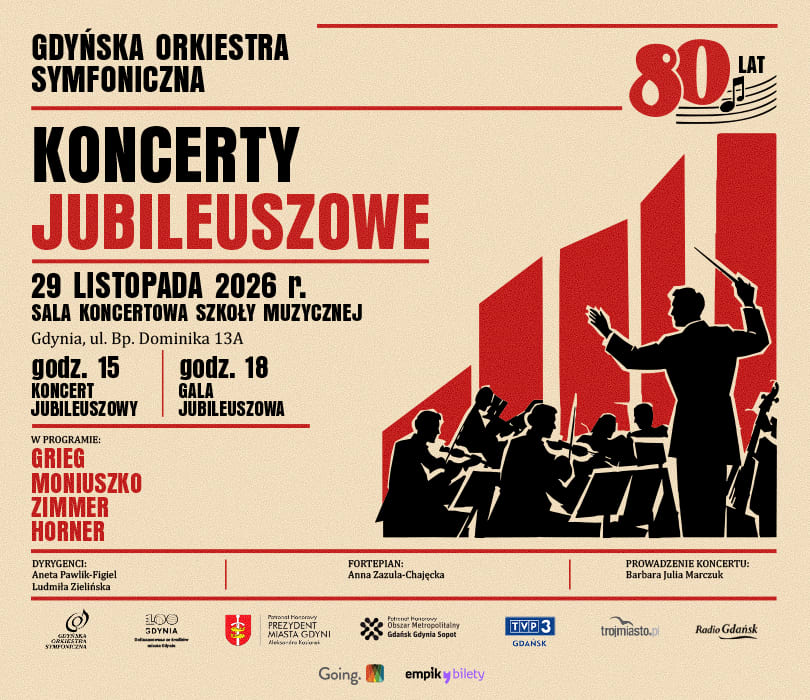 Koncert Jubileuszowy 80-lecie Gdyńskiej Orkiestry Symfonicznej, plakat wydarzenia