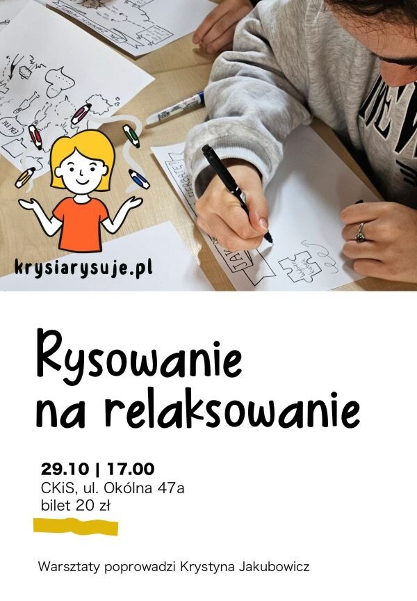 Rysowanie na relaksowanie, plakat wydarzenia