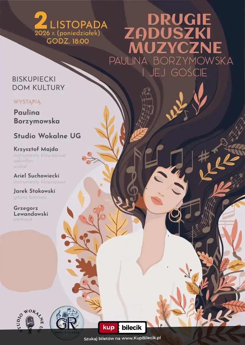 Zaduszki muzyczne w Biskupieckim Domu Kultury, plakat wydarzenia