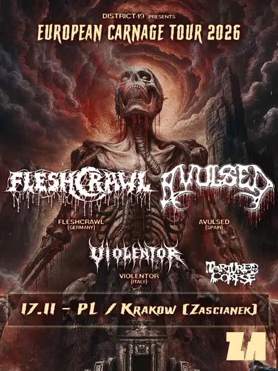 European Carnage Tour 2026: Fleshcrawl + Avulsed + Violentor