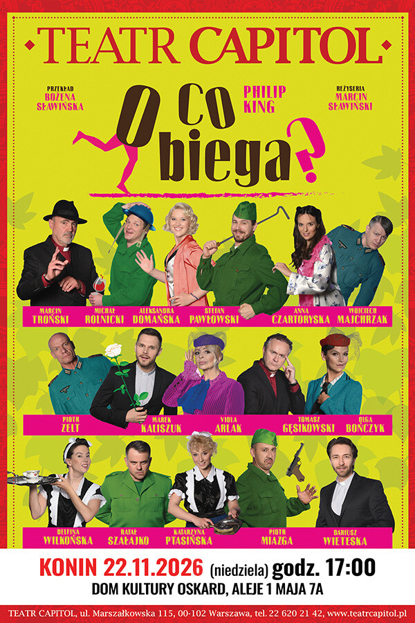 O co biega? Spektakl — plakat