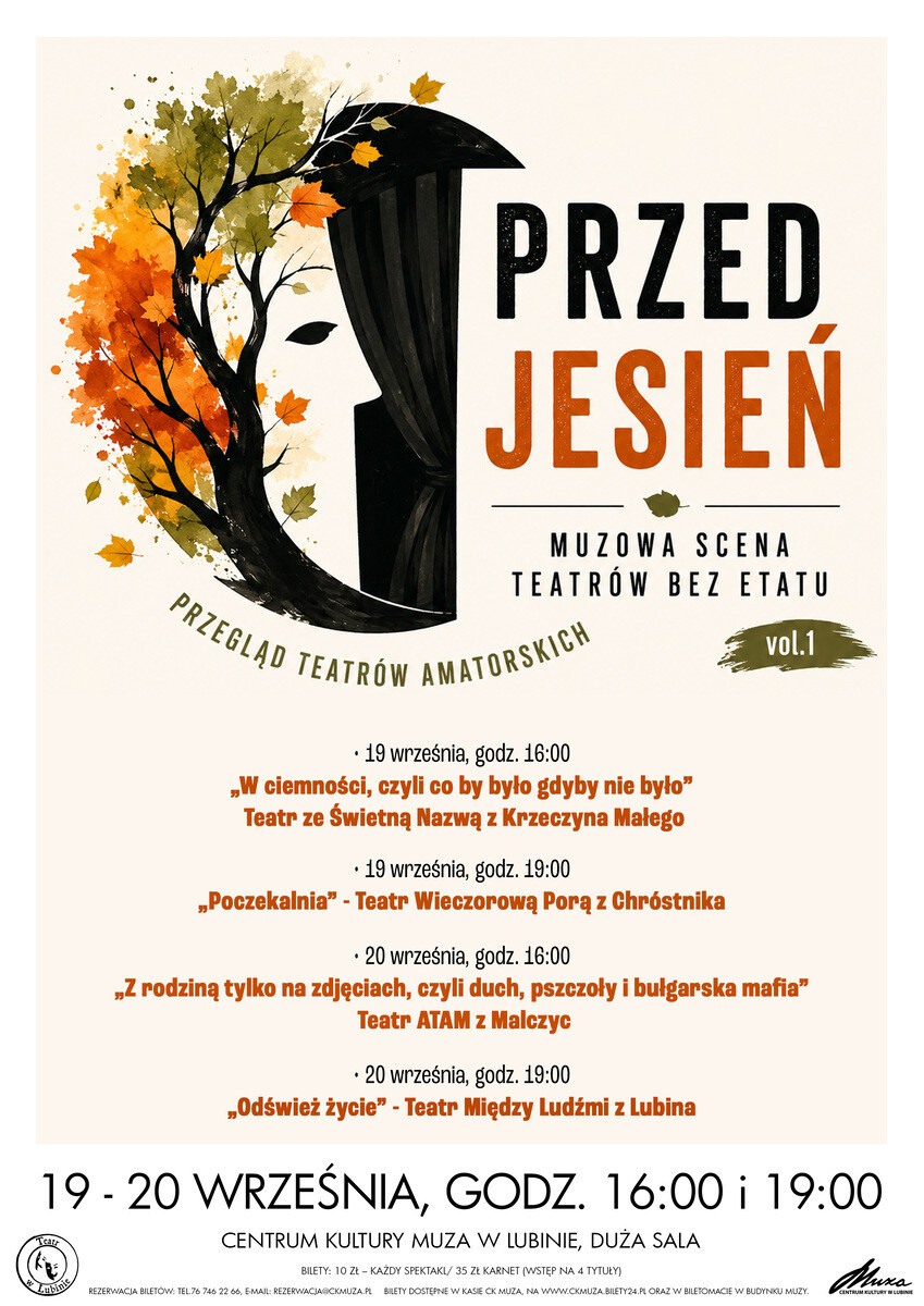 W CIEMNOŚCI, CZYLI CO BY BYŁO, GDYBY NIE BYŁO – Teatr ze Świetną Nazwą – Krzeczyn Mały - Ośrodek Kultury Gminy Lubin, plakat wydarzenia