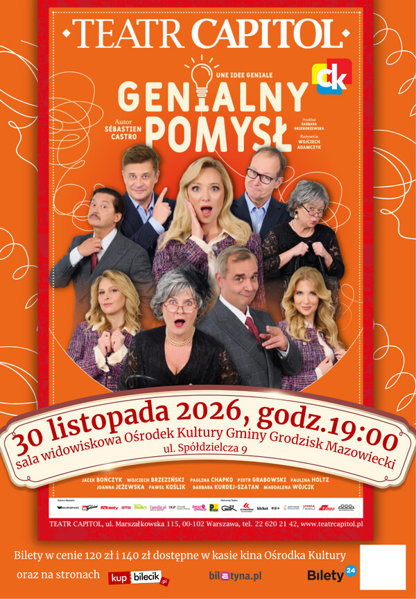 Genialny pomysł - spektakl Teatru Capitol, plakat wydarzenia