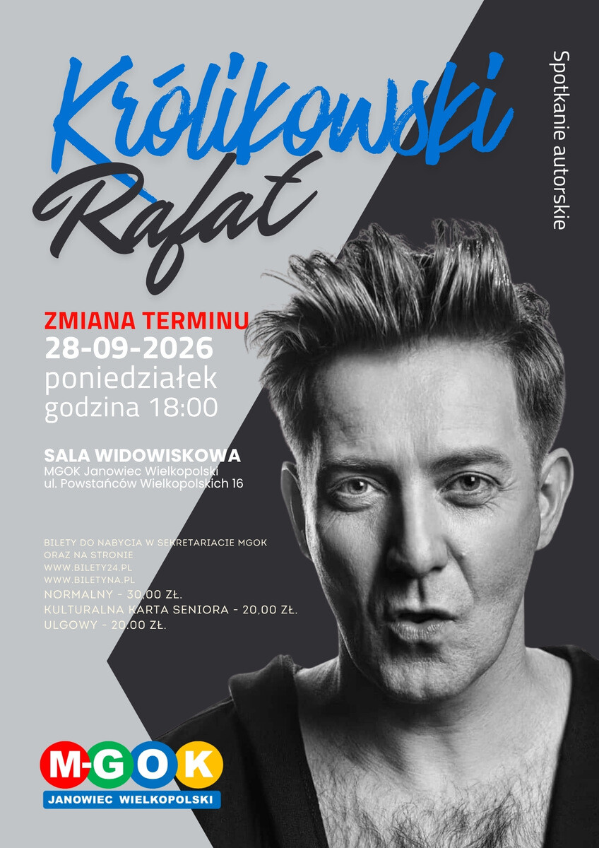 KRÓLIKOWSKI RAFAŁ | SPOTKANIE AUTORSKIE | JANOWIEC WIELKOPOLSKI, plakat wydarzenia