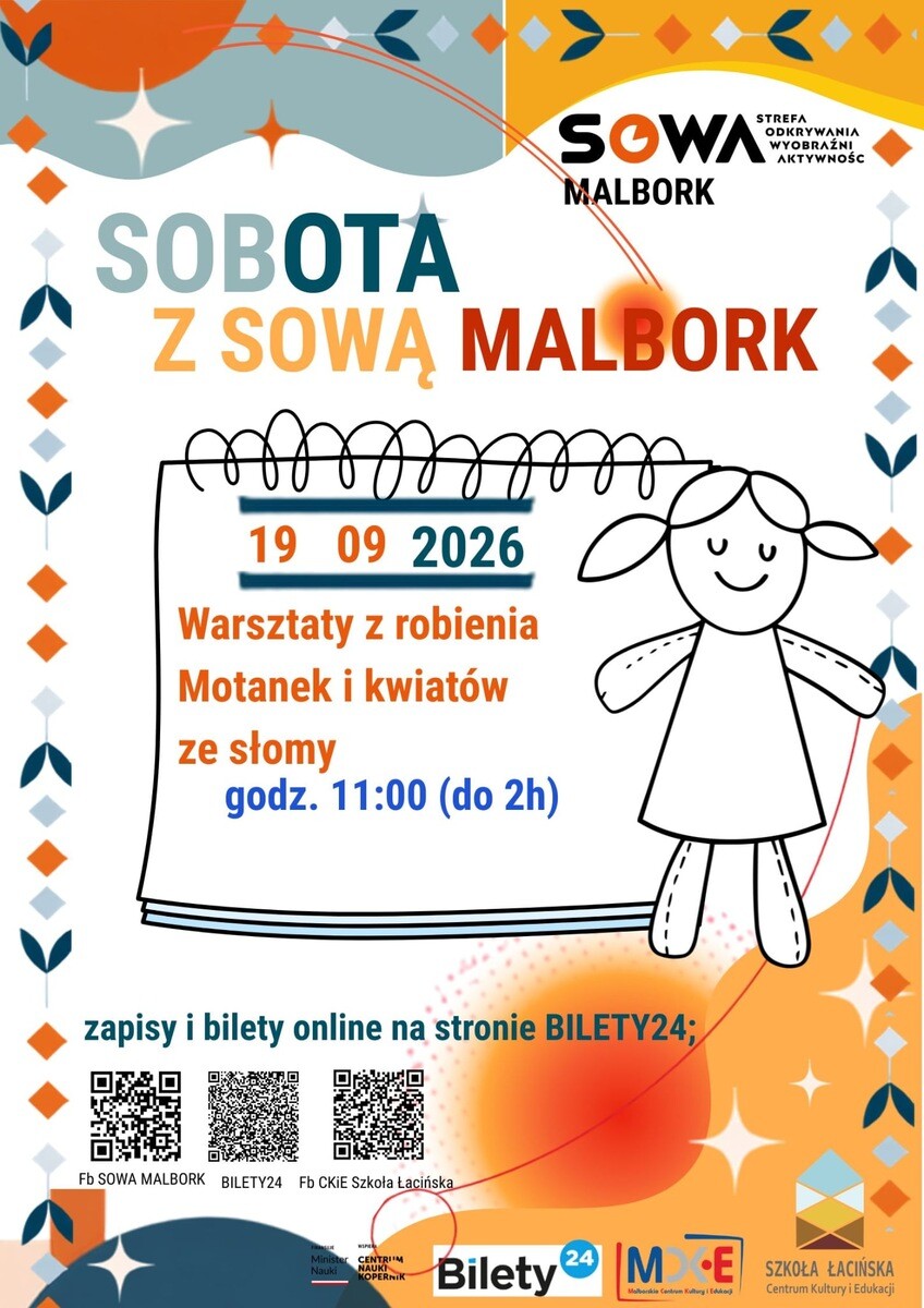Warsztaty w Strefie SOWA, plakat wydarzenia