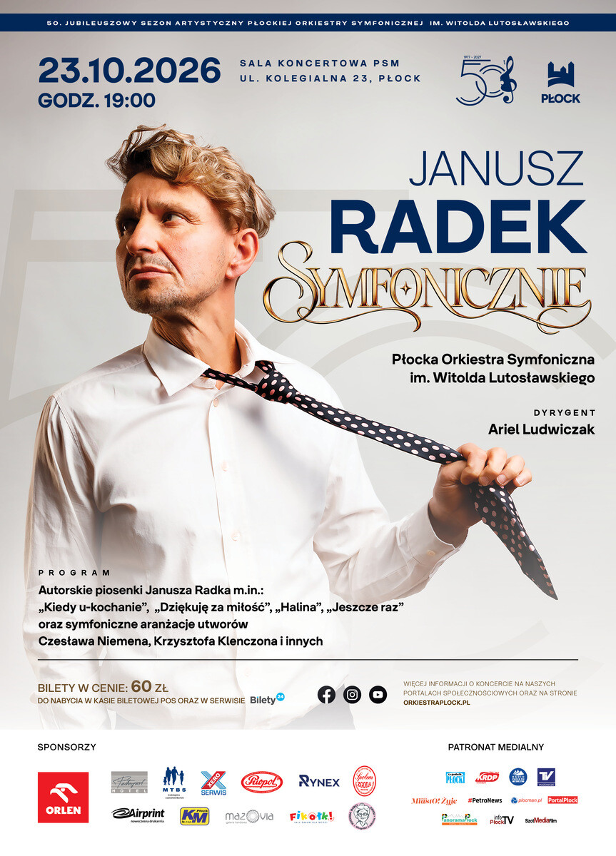 JANUSZ RADEK SYMFONICZNIE, plakat wydarzenia