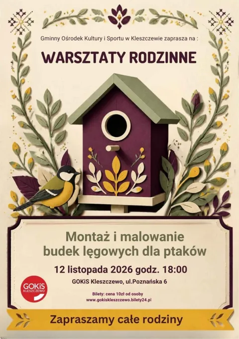 Warsztaty Rodzinne, montaż i malowanie budek lęgowych dla ptaków